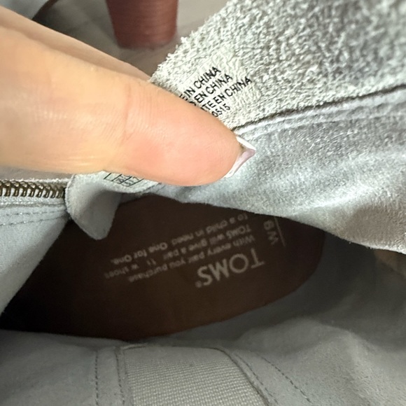 TOMS | Stylish Light Grey Peep-Toe Ankle Boots- Leather Suede Upper - 9 - Picture 5 of 6